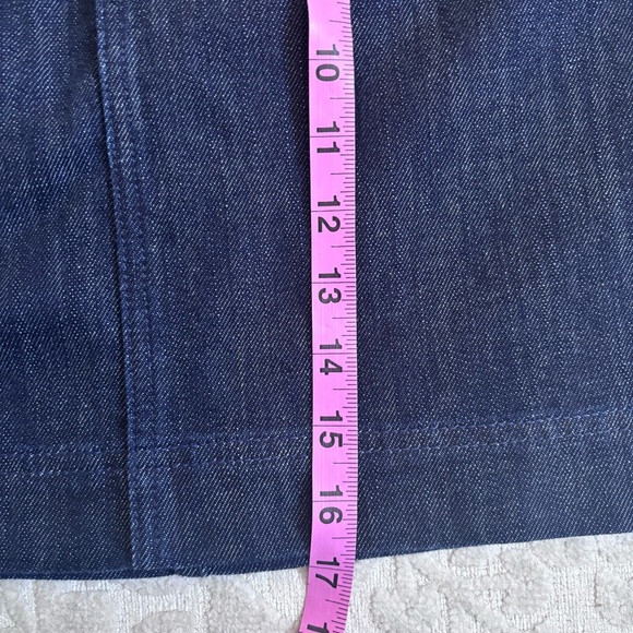 LILLY PULITZER Palm Beach Fit Dark Wash Denim Jean Skirt Embroidered Palm Sz 14 - Picture 5 of 8